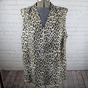 Jaclyn Smith Leopard Print Sleeveless Top 2X/3X